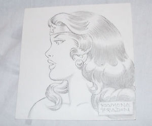 300x249 Amazing! Wonder Woman Profile Silver Age Original Art Drawing - Woman Profile Drawing