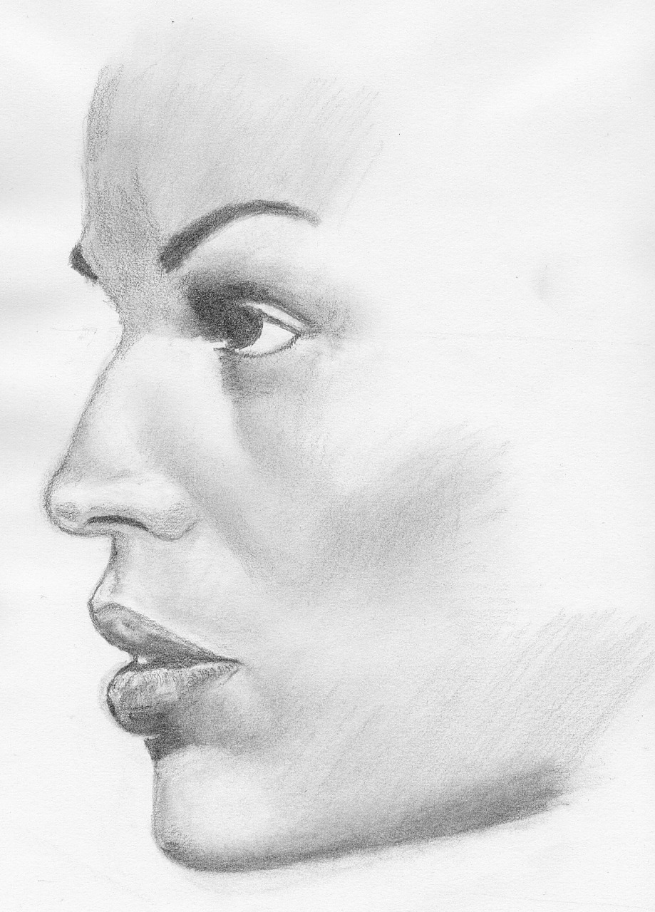 919x1280 Woman Profile Closeup - Woman Side Profile Drawing