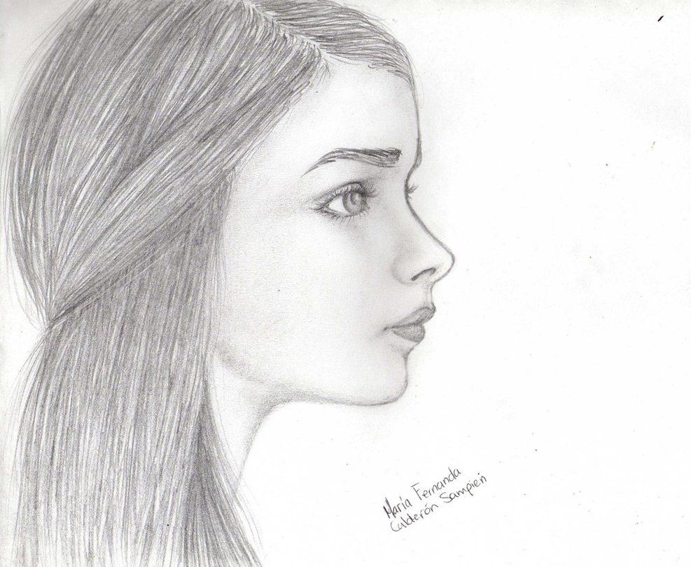 Woman Side Profile Drawing at PaintingValley.com | Explore collection