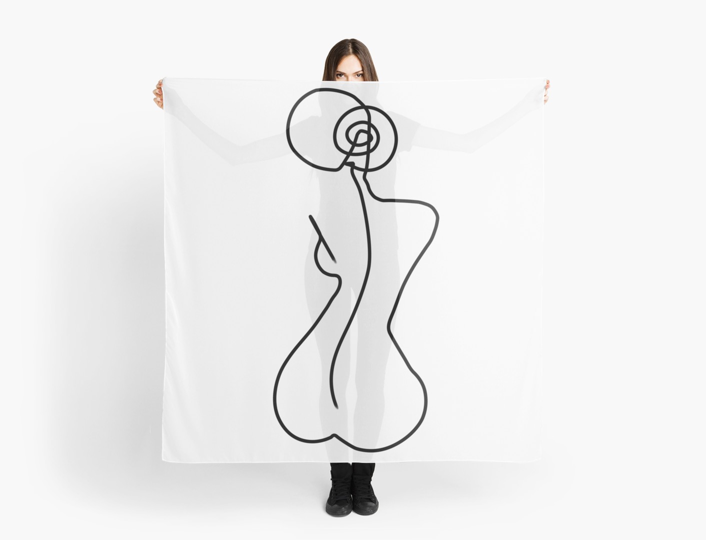 1411x1080 woman silhouette drawing in one line scarves - Woman Silhouette Drawing
