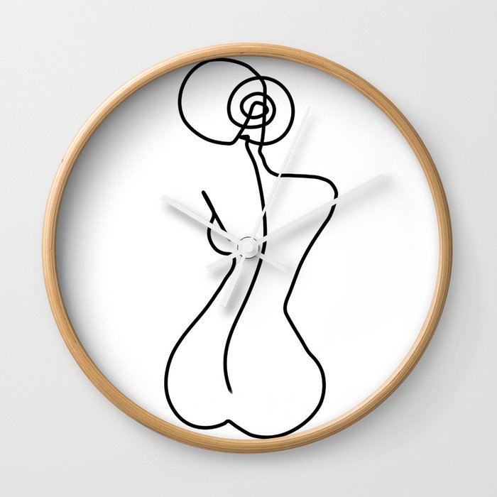 700x700 woman silhouette drawing in one line wall clock - Woman Silhouette Drawing