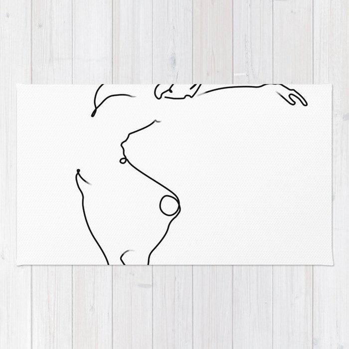 700x700 dancing woman silhouette drawing rug - Woman Silhouette Drawing
