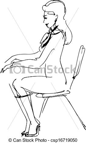 284x470 Image Of A Young Girl Sitting On A Chair - Woman Sitting Drawing