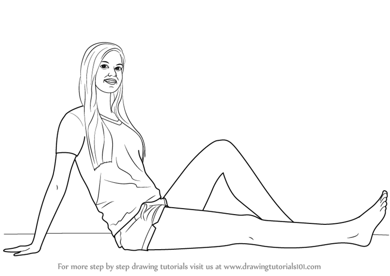 800x566 Learn How To Draw A Pretty Girl Sitting - Woman Sitting Drawing