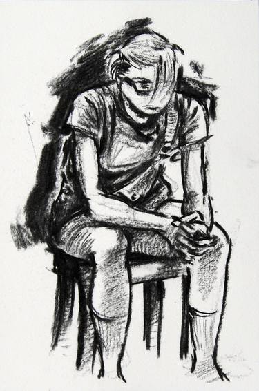 375x566 Woman Sitting On A Chair Drawing - Woman Sitting Drawing