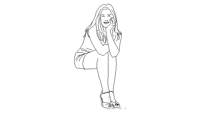 640x360 Autocad Drawing Young Woman Sitting Dwg Dxf - Woman Sitting Drawing
