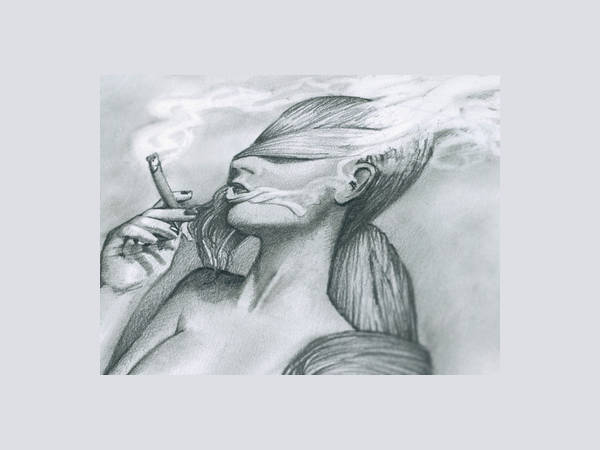 Woman Smoking Drawing
