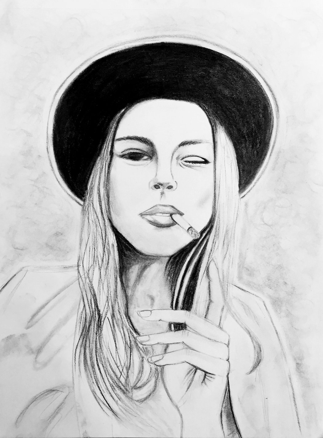 Woman Smoking Drawing at PaintingValley.com | Explore collection of ...