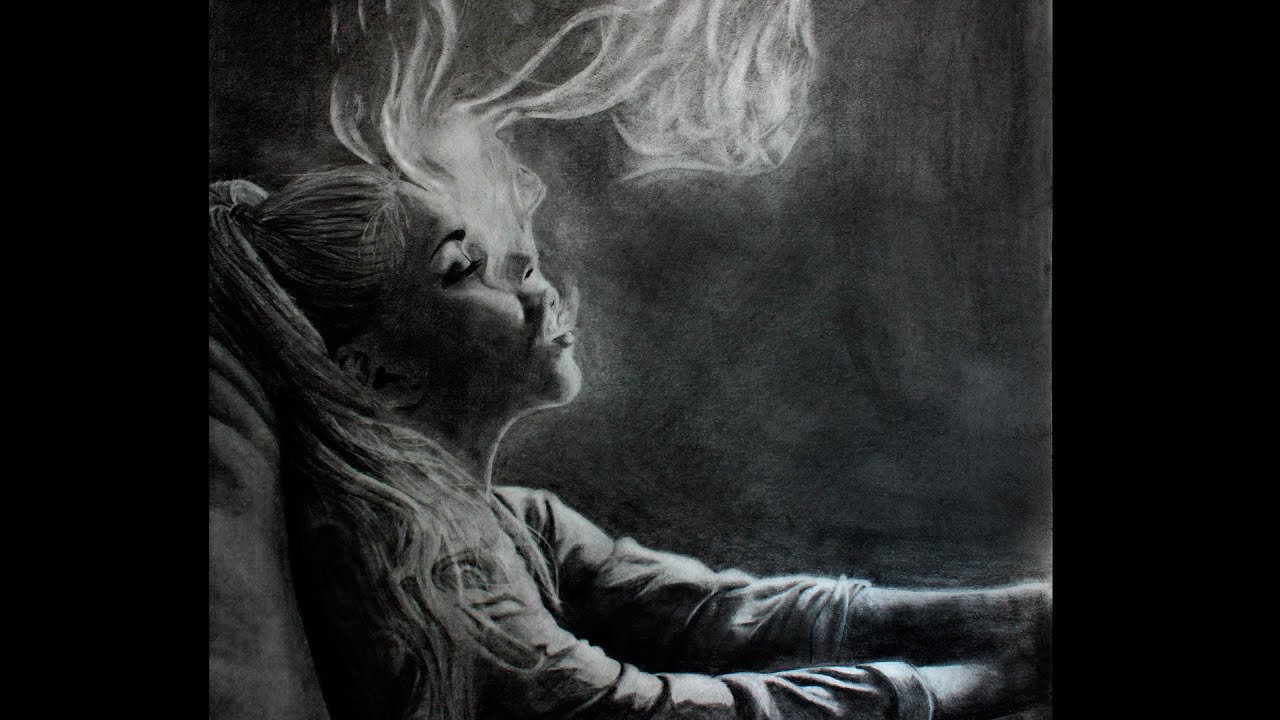 1280x720 time lapse drawing of a smoking woman - Woman Smoking Drawing