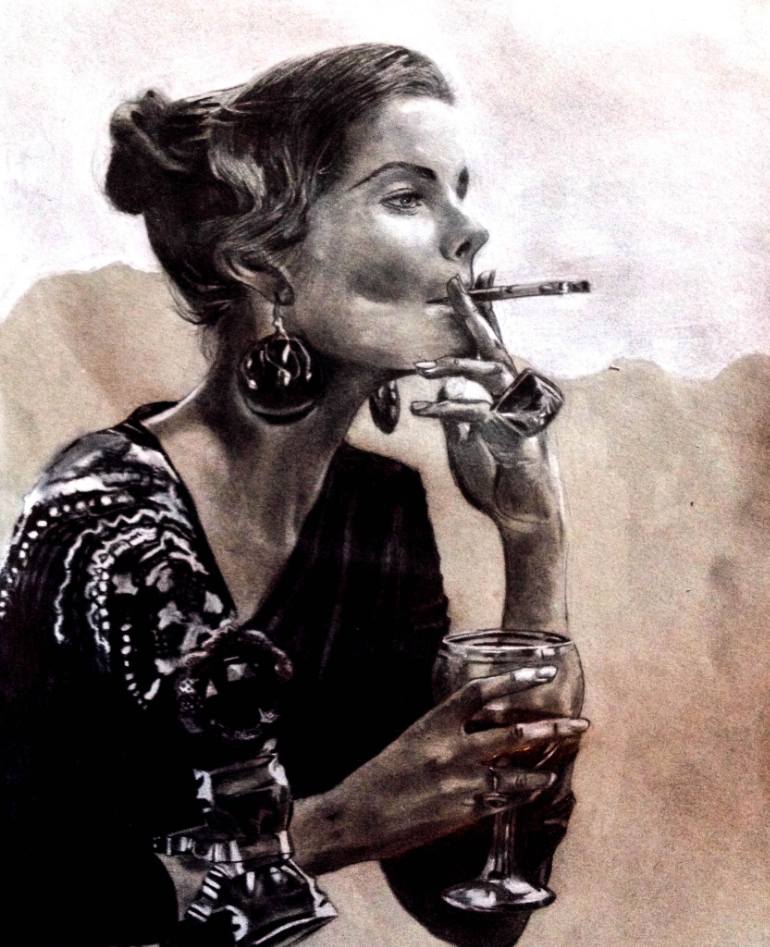 Woman Smoking Drawing at Explore collection of