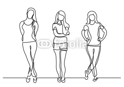 400x283 Continuous Line Drawing Of Standing Young Women Buy Photos Ap - Woman Standing Drawing
