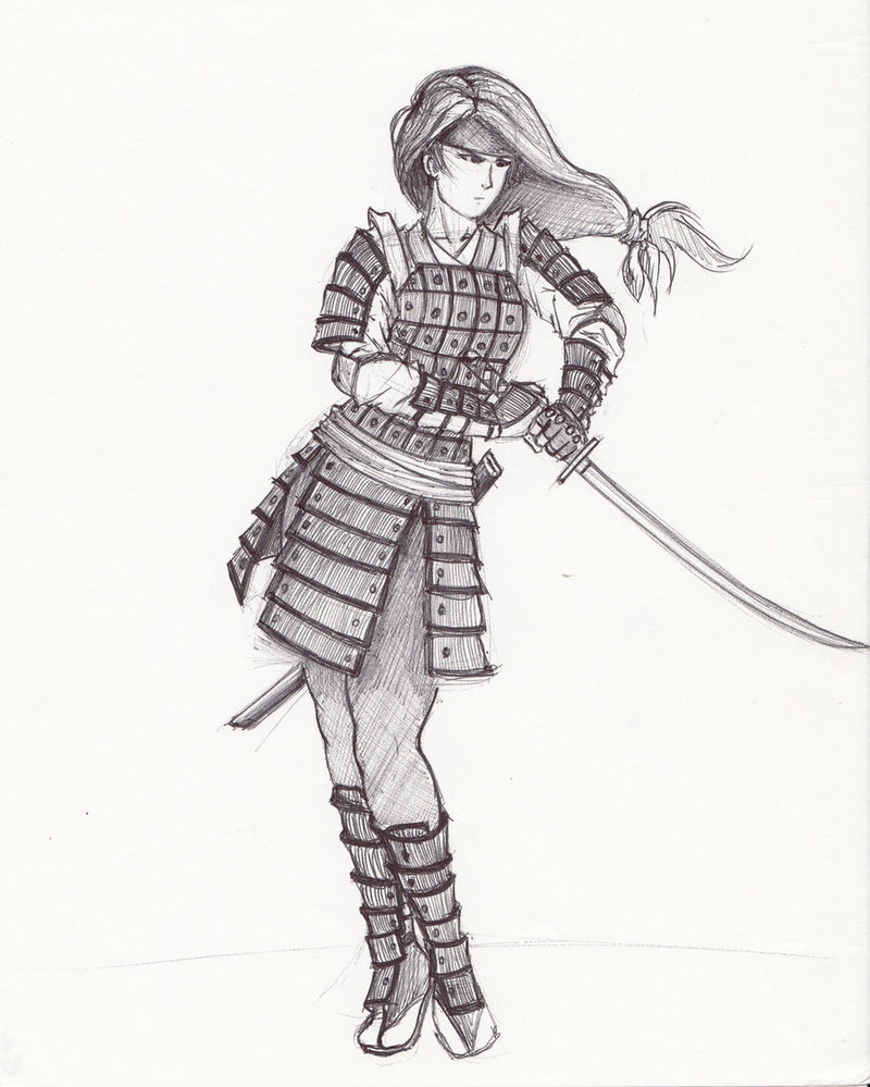 800x999 Samurai Drawing Woman Warrior For Free Download - Woman Warrior Drawing