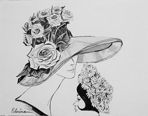 300x234 vintage women's fashion illustration art detailed high fashion - Women Fashion Drawing