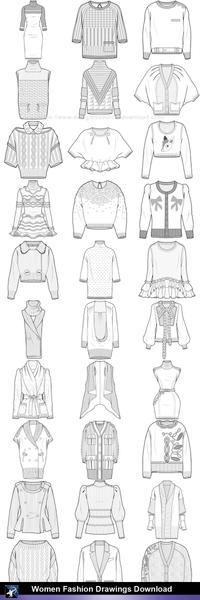 200x600 Fashion Drawings Download Women Dresses,tops,skirts - Women Fashion Drawing