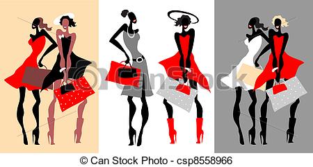 450x241 beautiful retro fashion women set retro fashion women with bags - Women Fashion Drawing