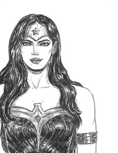 232x300 wonder woman inked drawing pin up original art - Wonder Woman Drawing