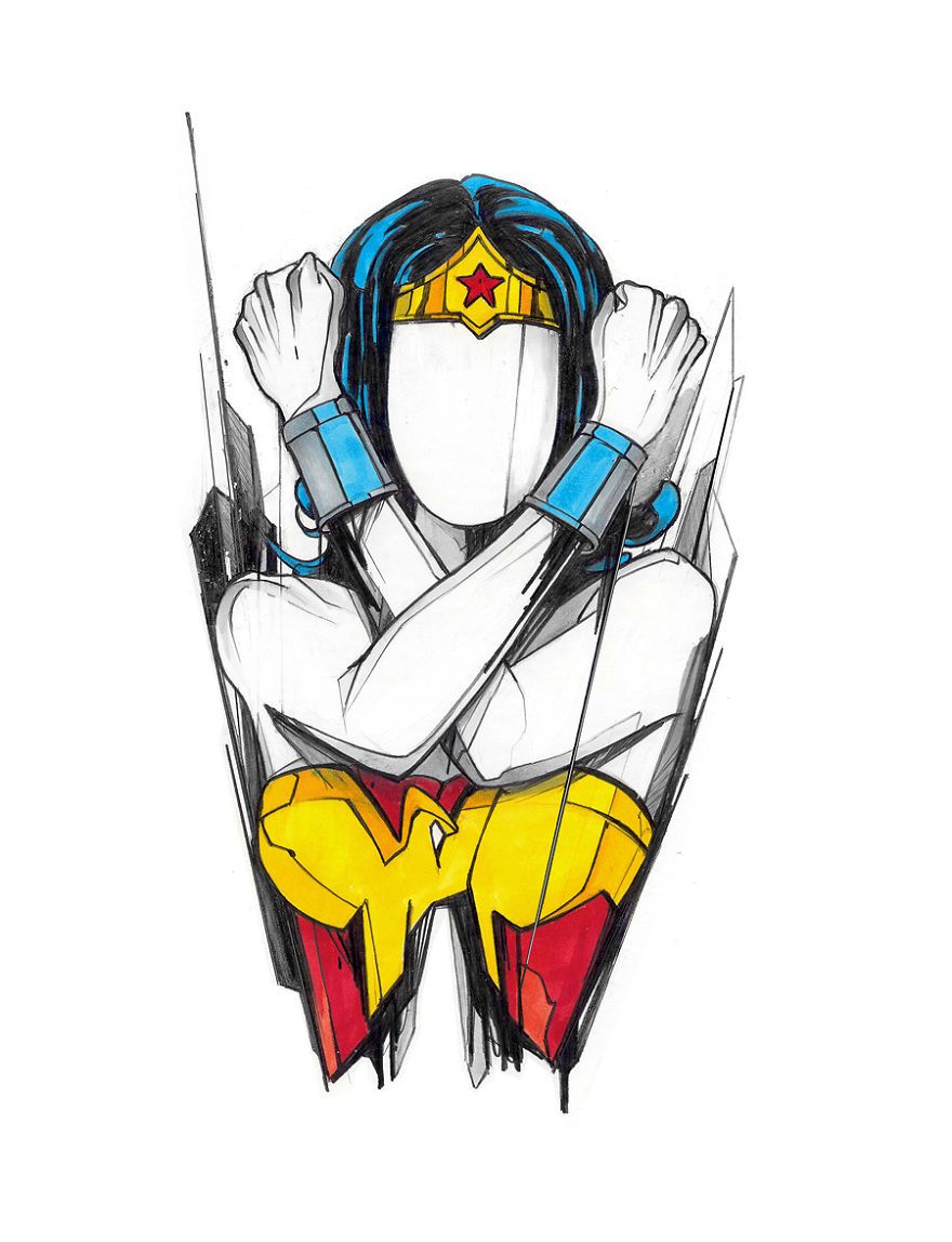 880x1148 these simple looking drawings took a year to make wonder woman - Wonder Woman Logo Drawing