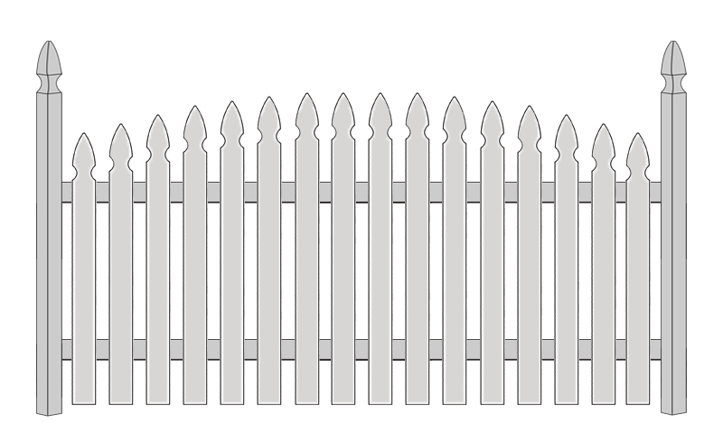 800x480 Spaced Picket - Wood Fence Drawing