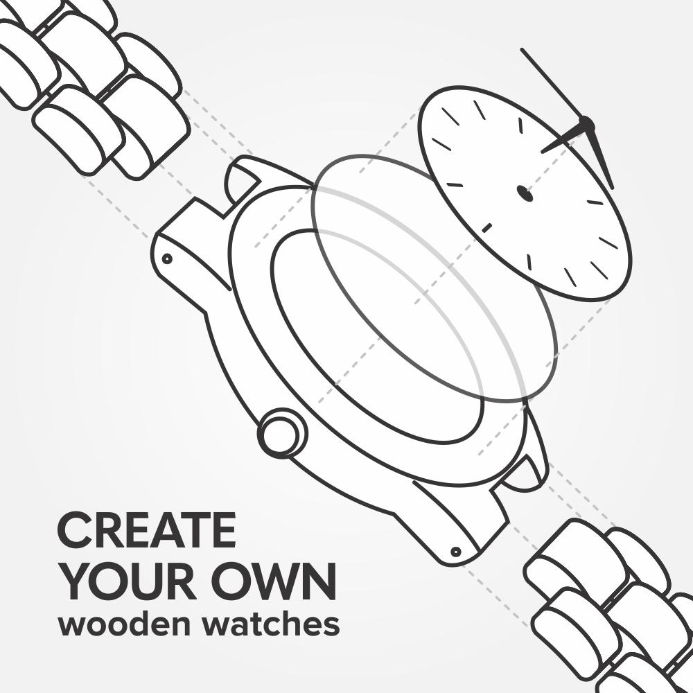 1000x1000 Design Your Own Wooden Watches Treehut - Wood Line Drawing