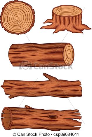 315x470 Vector Illustration Of Wooden Log Collection Vector - Wood Log Drawing