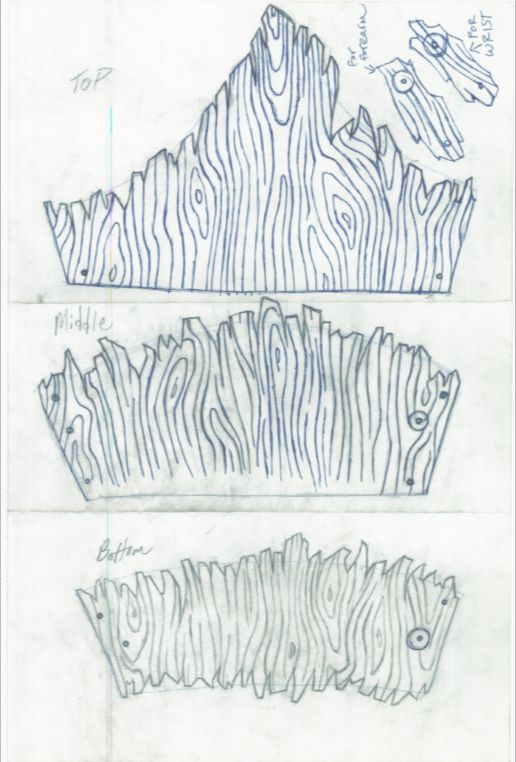 516x762 Wood Texture Leather Bracer Tutorial Steps - Wood Pattern Drawing