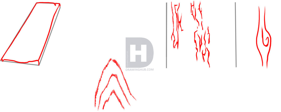 1080x431 how to draw wood, step - Wood Plank Drawing