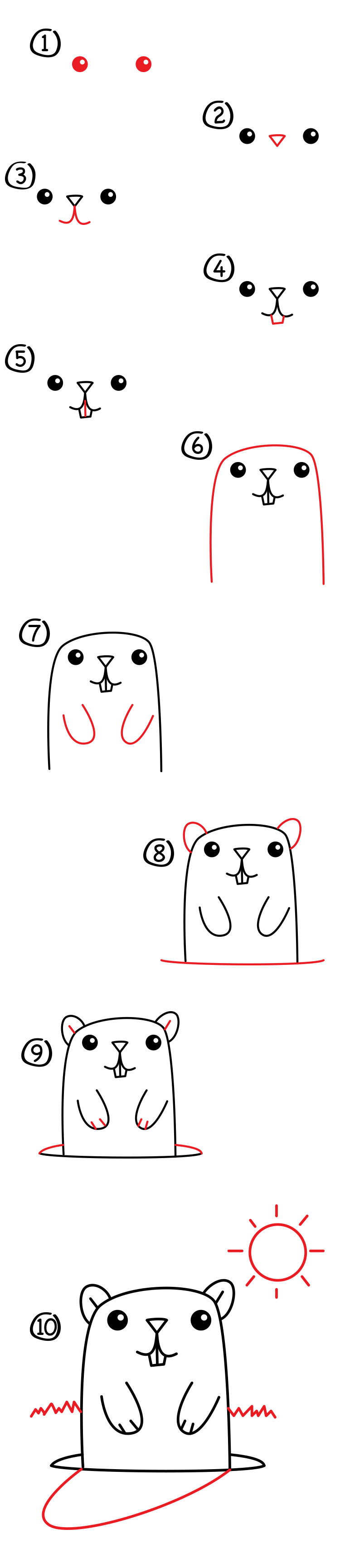750x3458 how to draw a cartoon groundhog - Woodchuck Drawing