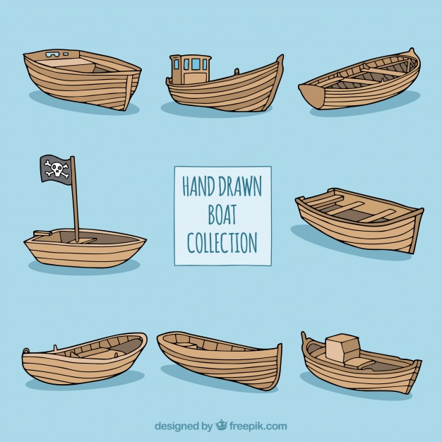 626x626 collection of hand drawn wooden boats vector free download - Wooden Boat Drawing