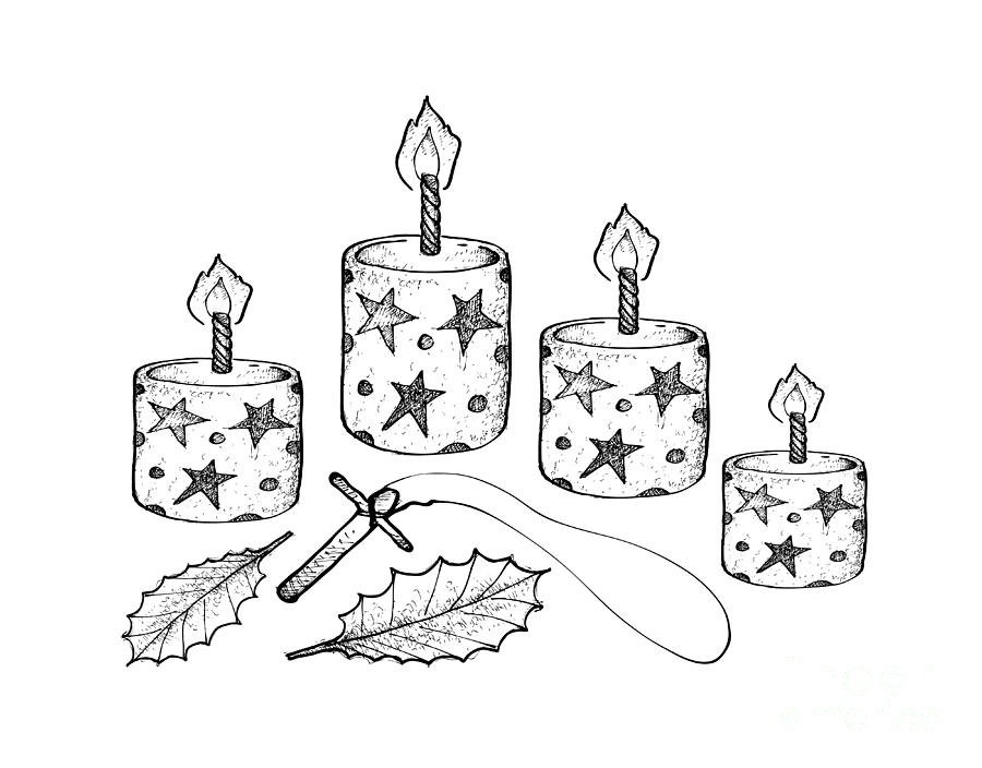 900x704 four christmas candles with holly leaves and wooden cross - Wooden Cross Drawing