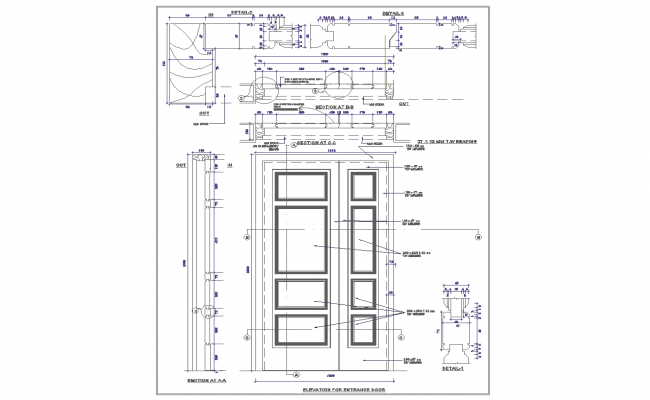 650x400 Wooden Door Detail Cad - Wooden Door Drawing