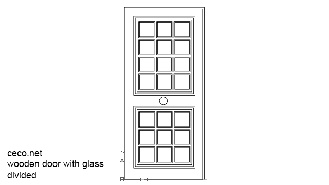 640x360 Autocad Drawing Wooden Door With Glass Divided Dwg - Wooden Door Drawing
