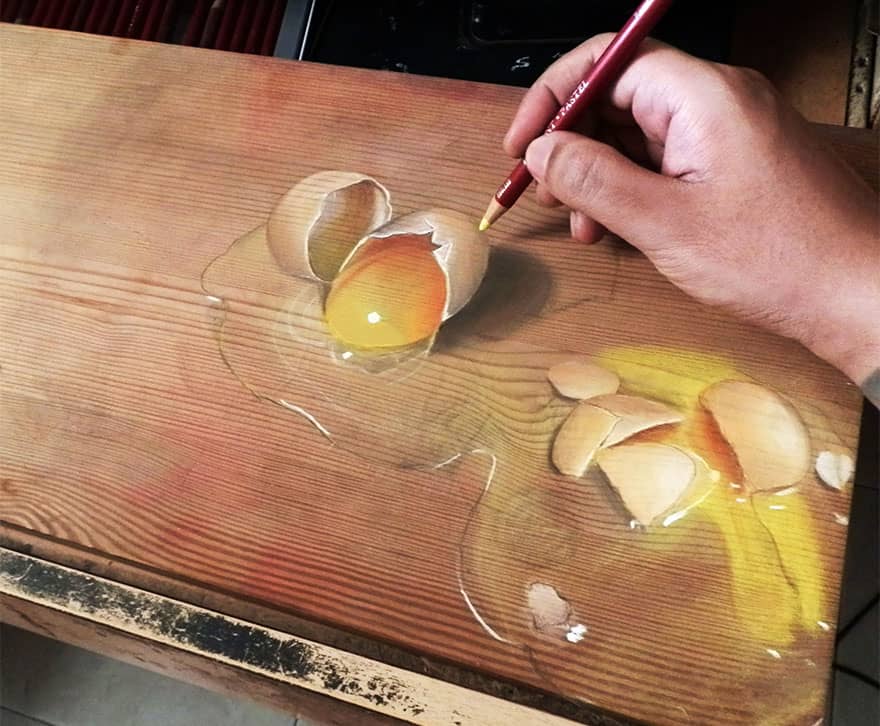 880x726 stunning hyper realistic drawings on wooden boards - Wooden Drawings