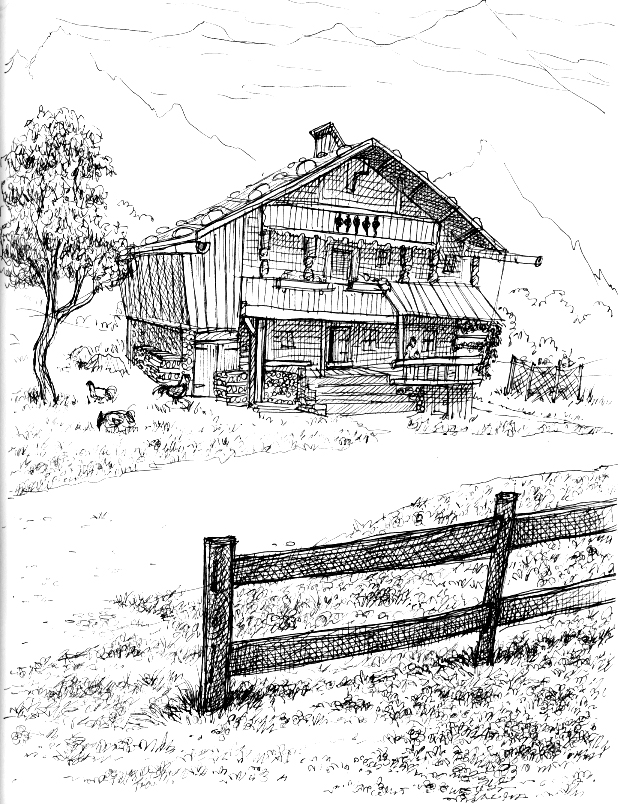 618x804 Wood Drawing House For Free Download - Wooden House Drawing