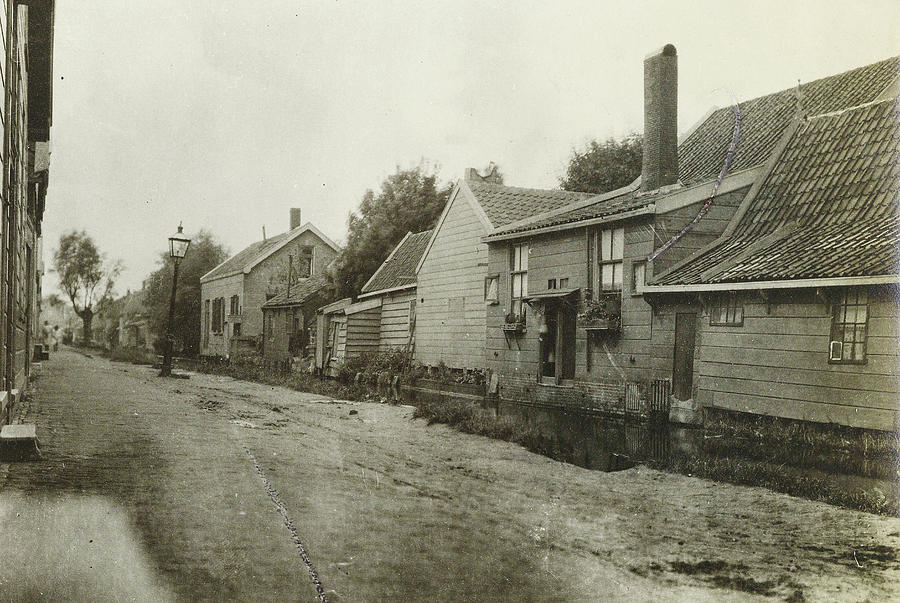 900x603 village street with wooden houses, anonymous drawing - Wooden House Drawing