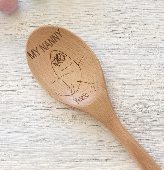 570x593 personalised wooden kitchen spoon use your own drawing etsy - Wooden Spoon Drawing