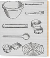 163x186 selection of cook's kitchen utensils, including knife, fork - Wooden Spoon Drawing
