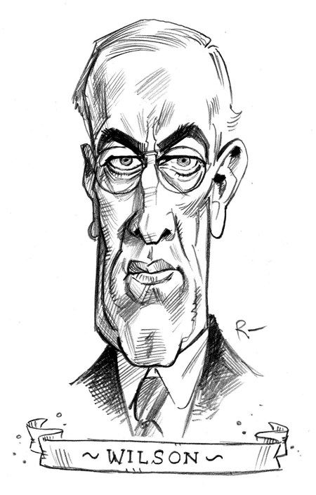 450x704 presidential caricatures - Woodrow Wilson Drawing
