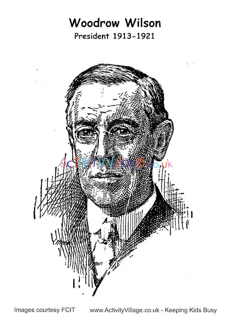 460x650 woodrow wilson colouring - Woodrow Wilson Drawing
