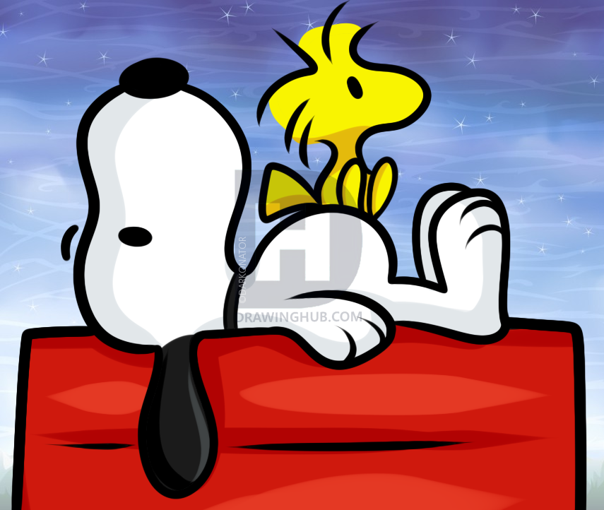 855x722 How To Draw Snoopy And Woodstock, Step - Woodstock Drawing