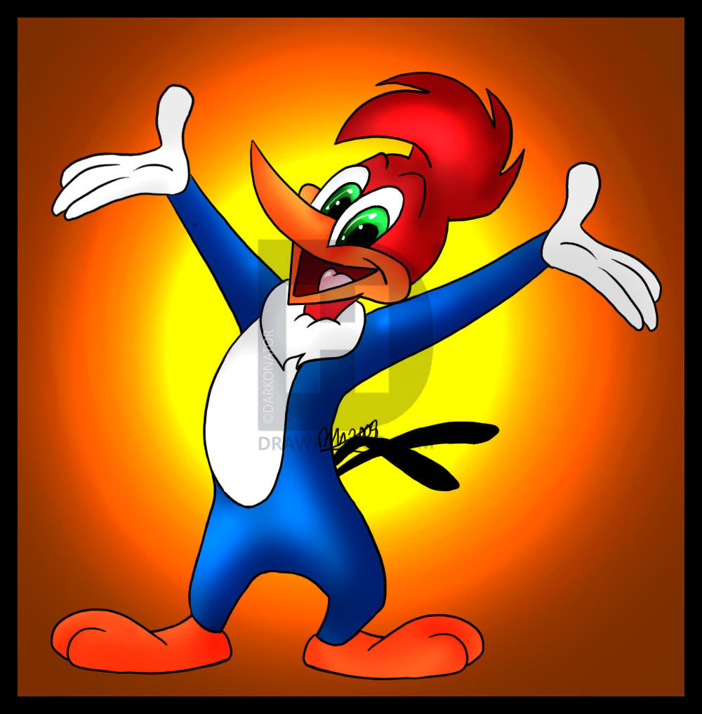 1000x1016 how to draw woody woodpecker, step - Woody Woodpecker Drawing