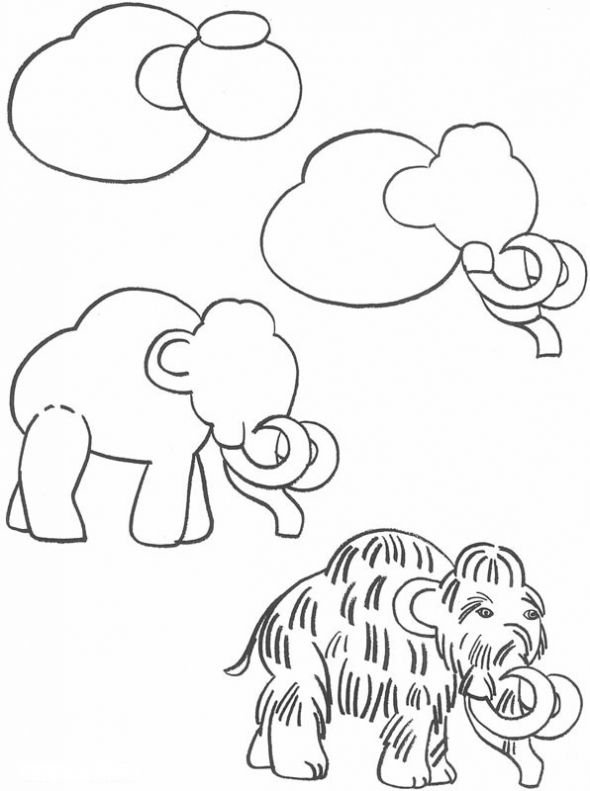 590x791 how to draw a mammoth how to draw easy drawings, drawings - Woolly Mammoth Drawing