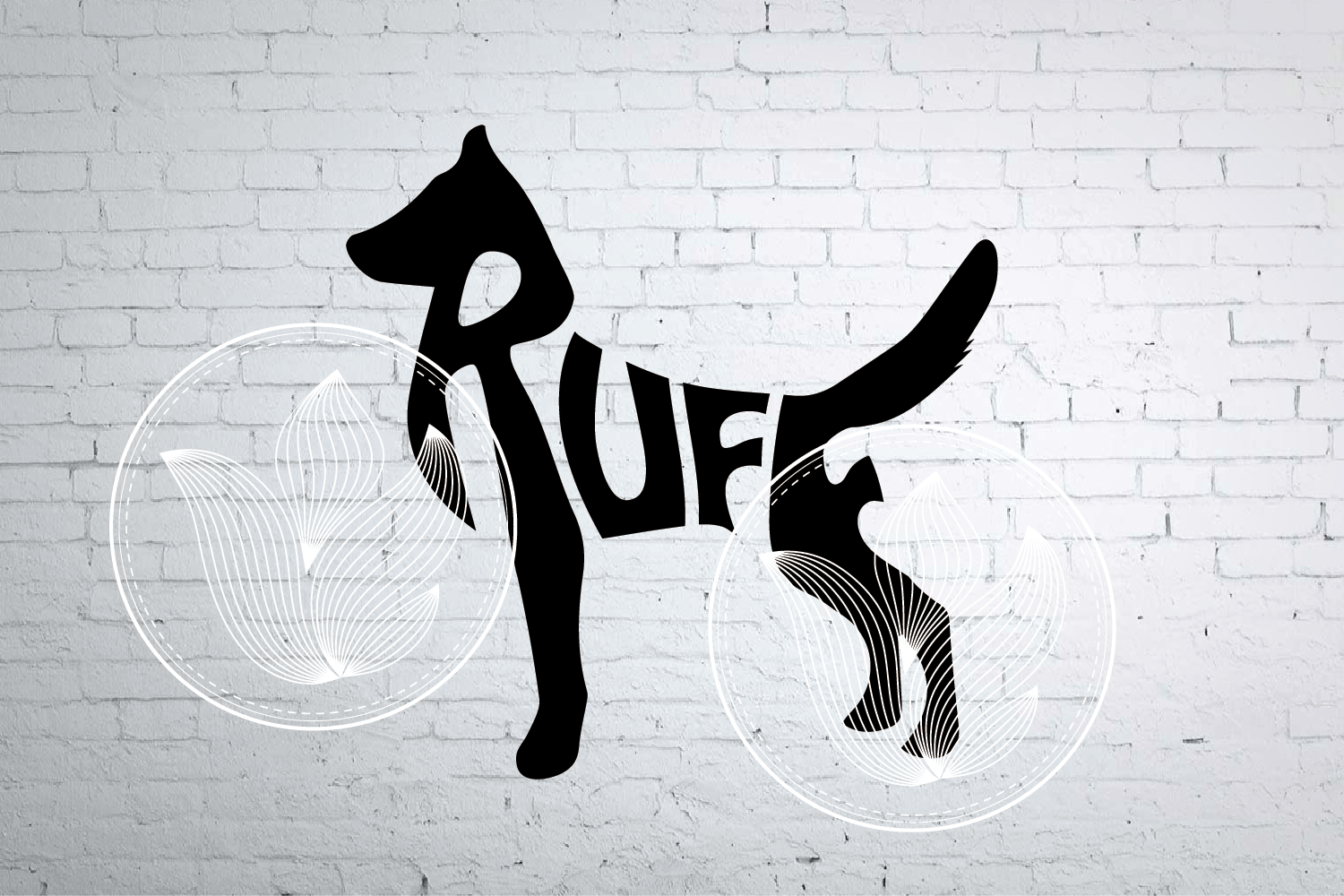 1500x1000 digital ruff word art in dog shape, png, dxf - Word Art Drawing