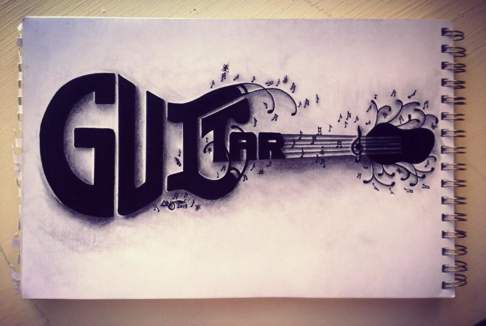 960x645 musical word art guitar drawn - Word Art Drawing