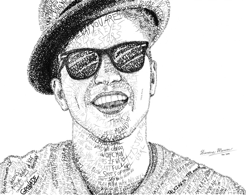 800x632 bruno mars art for sale - Word Art Drawing