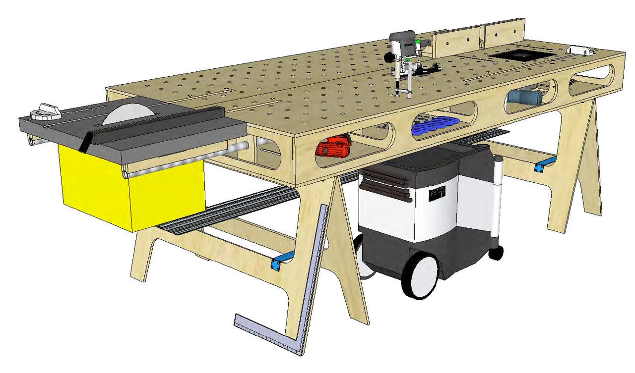 1280x753 paulk workstation ii with router table - Workbench Drawings