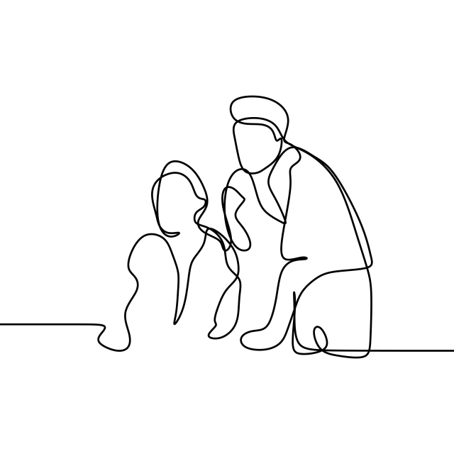 640x640 two worker take a discussion continuous line drawing office - Worker Drawing