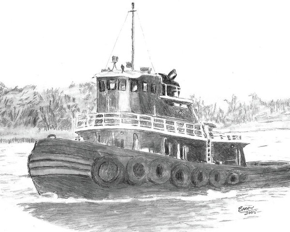 599x480 Workhorse Of The River Poster - Workhorse Drawing