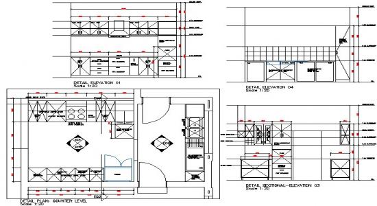 550x300 autocad working drawing of kitchen - Working Drawing
