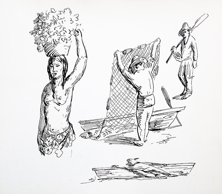 900x789 People Sketches Drawing - Working People Drawing