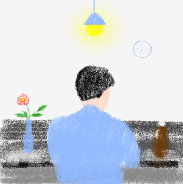 640x644 people working at night the man late at night jobs, chalk drawing - Working People Drawing